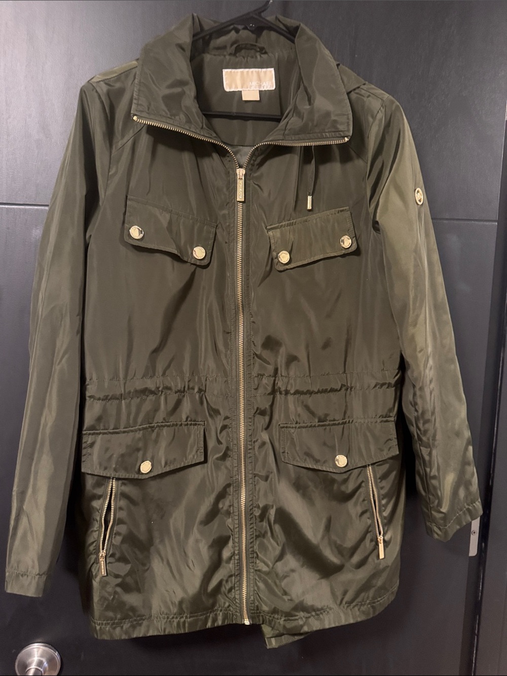 Michael Kors Olive Green Anorak Jacket with Gold Hardware